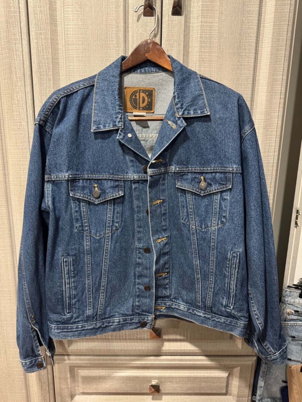 Men's Blue Denim Jacket - Classic Trucker Style - 100% Cotton